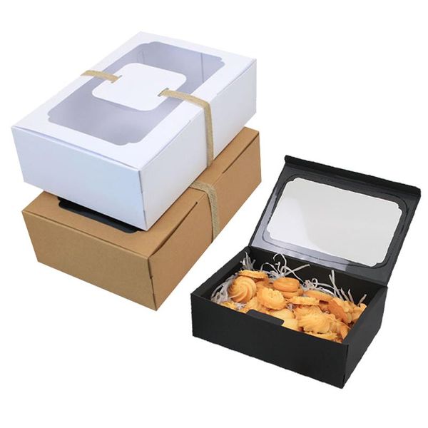 

gift wrap 3/6/9/12pcs kraft paper candy box favor pvc clear window diy cookies boxes christmas year wedding party decoration