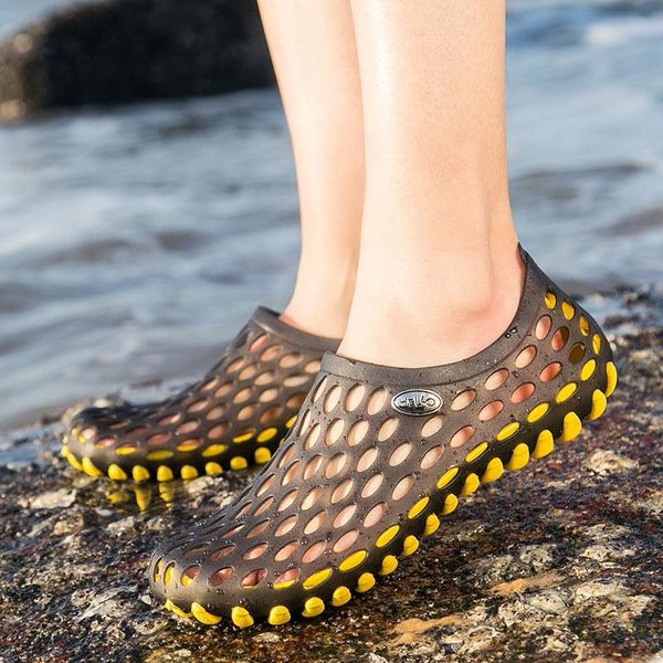 

sandals women summer slip on hollow out hole shoes woman casula outdoor beach couple female ladies non fashion, Black