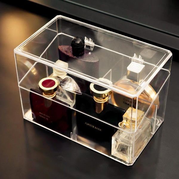 

makeup organizer storage box with lid perfume acrylic display shelf cotton pad carrying container cosmetic case high capacity boxes & bins