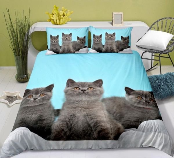 

bedding sets cat series 3d printing quilt cover bed three piece set children's bedroom supplies cartoon pillow case
