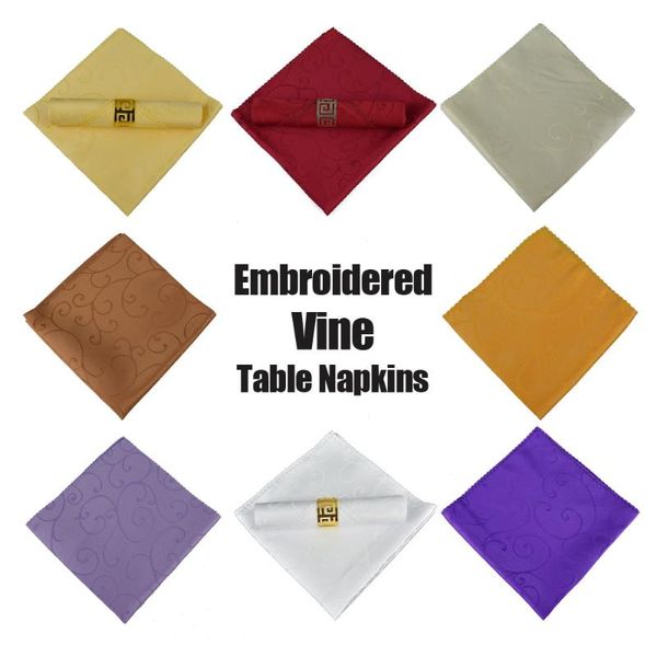 

table napkin 50pcs/lot wedding decoration jacquard polyester el banquet 19" square serviette white/beige/coffee floding cloth