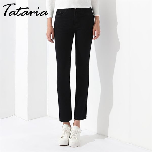 Черные джинсы женщин высокая талия плюс размер тонкий джинсовые брюки карандаш леди для растягивающейся женщины Calca Feminina 210514