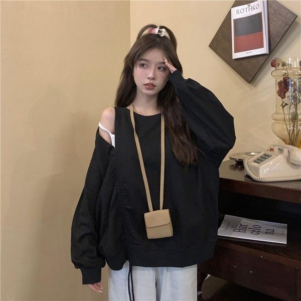 

women's t-shirt real s autumn super cec loose false two pieces, White
