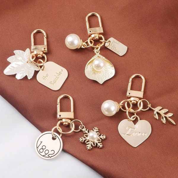 

keychains cute love letter shell conch pearl keychain girl bag accessories charm car keyring gold-color gift for lover trinket, Silver