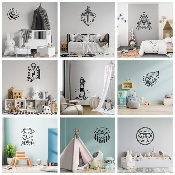 

wall stickers cartoon moon mountain environmental protection for home decor living room bedroom art mural drop