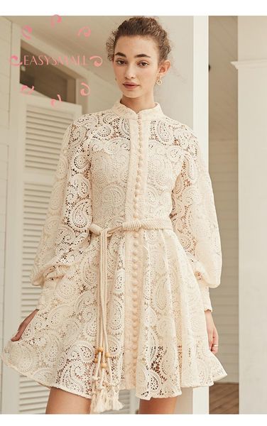 

casual dresses easysmall zimmer women summer dress fashion high-end party evening lace high waist long sleeve, Black;gray