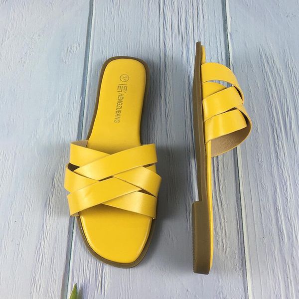 

summer slipper woven square toe women shoe 2021 fashion casual outdoor flat slippers ladies slides non-slip flip flops, Black
