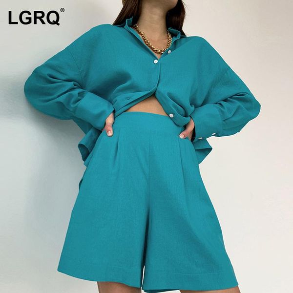 

women's shorts [lgrq] women wide leg blue casual arrival high waist loose fit trousers fashion tide spring summer 2021 19d2525, White;black