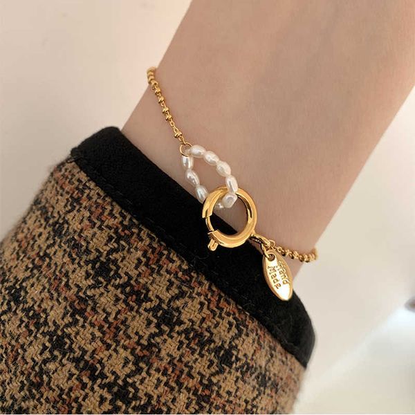 

peri'sbox natural freshwater pearls bracelet small beads chain bangle vintage trendy cute bracelets for women jewelry 2021 q0719, Black