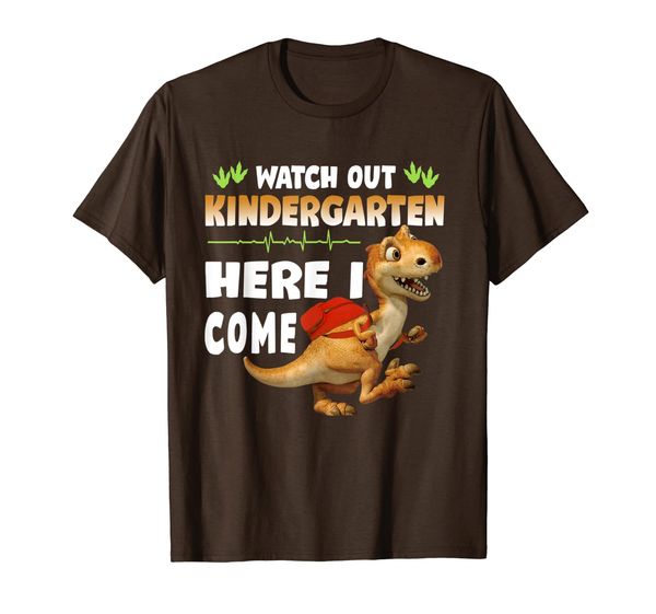 

watch out kindergarten here i come dinosaurs back to school t-shirt, White;black