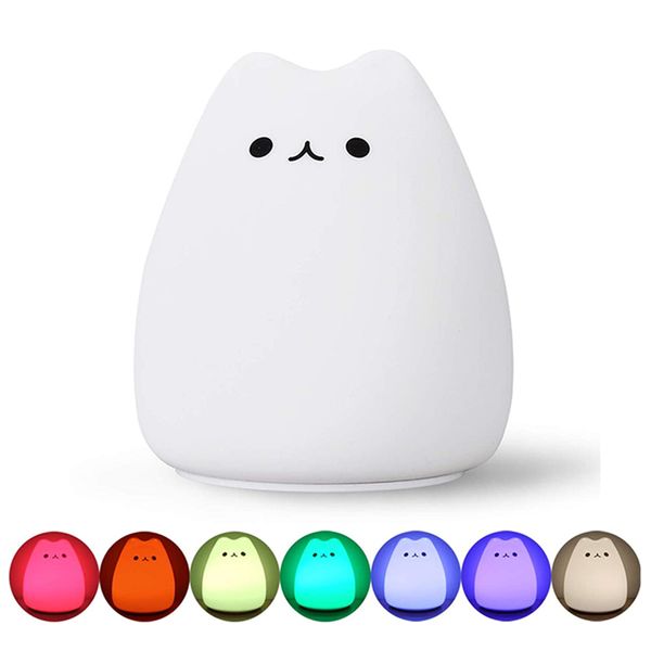 

ch silicone night light for children mini cute cat color gradient by patting aaa battery powered toy gifts room decor