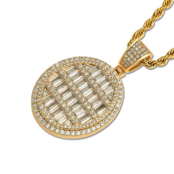 

pendant necklaces hip hop micro paved cubic zirconia bling iced out geometric oval pendants necklace for men women rapper jewelry gif, Silver
