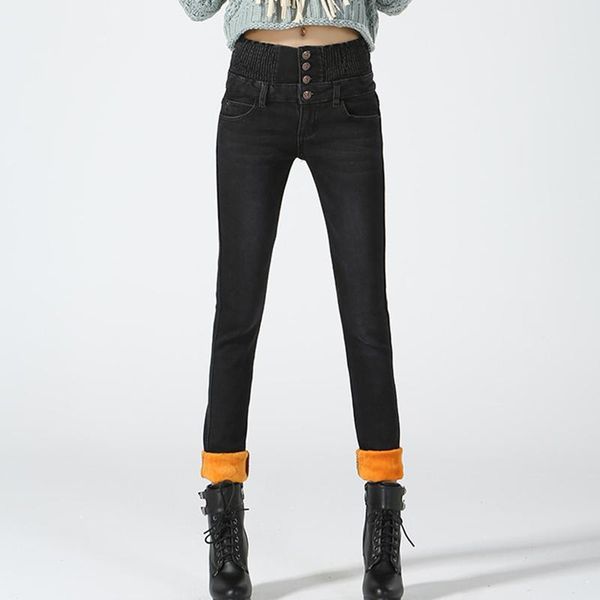 

women's jeans elastic high waist slimming denim trousers, fattening and extra large size stretch loose thickening, Blue