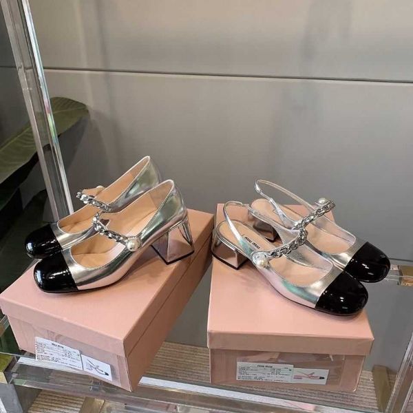 

2021 and summer miu style ed spring mary jane single shoes princess wind thick heel one line with baotou sandals smz9 yw, Black