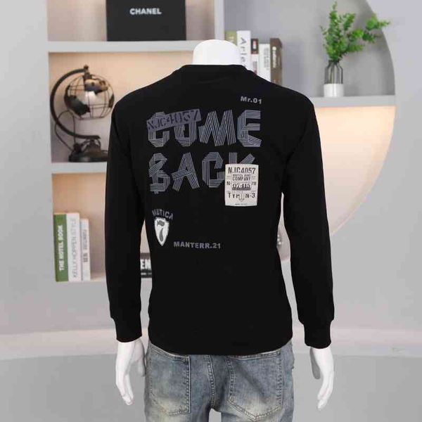 

men's sweater 2021 autumn winter new american fashion brand ins slim fit men's letter printing long sleeved clothes wear, Black