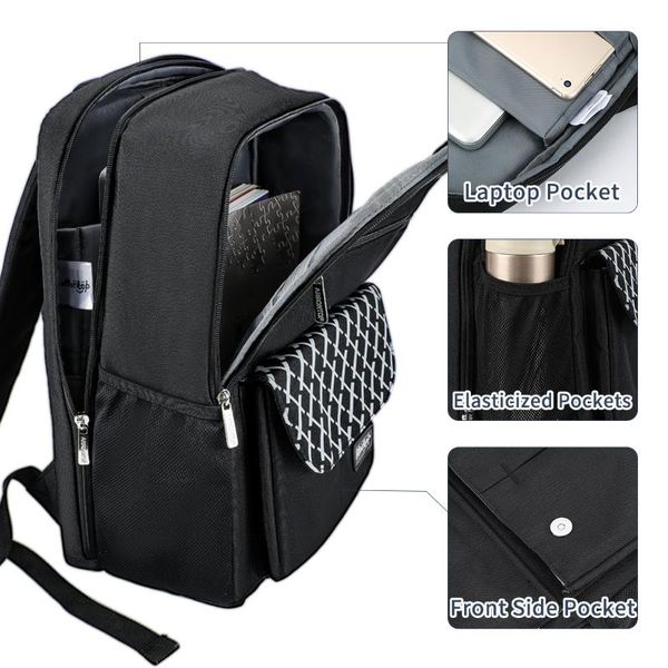 

men backpack thin back pack slim lapoffice work business bag black