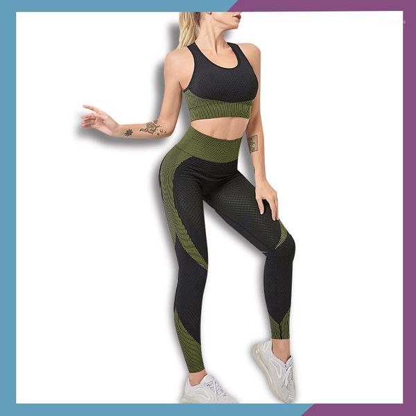 

yoga outfits seamless 2 piece women set gym clothing fitness leggings+sport suit bra tracksuit active wear1, White;red