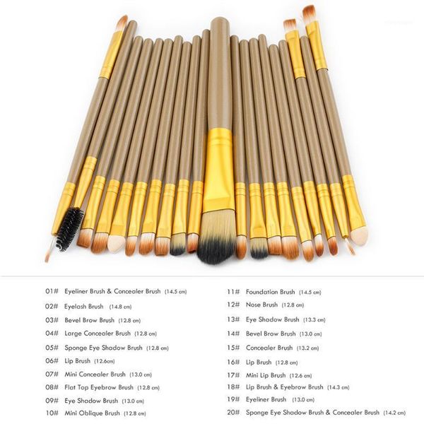

outsale 20pcs/set gold cosmetic brush foundation eyebrow eyeliner make-up oiletry kit wool set jan81