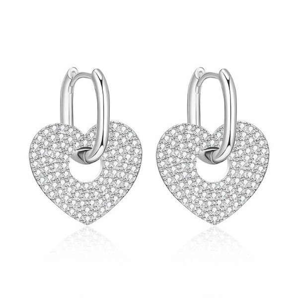 

hoop & huggie luxury small square earrings cute cz heart charm korean gold silver color unusual bride jewelry accessories, Golden;silver