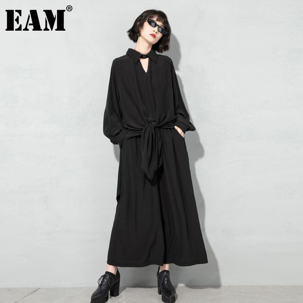 

[eam] wide leg pants green two piece hollow out big size suit lapel sleeve women fashion spring autumn 1dd6955 21512, White