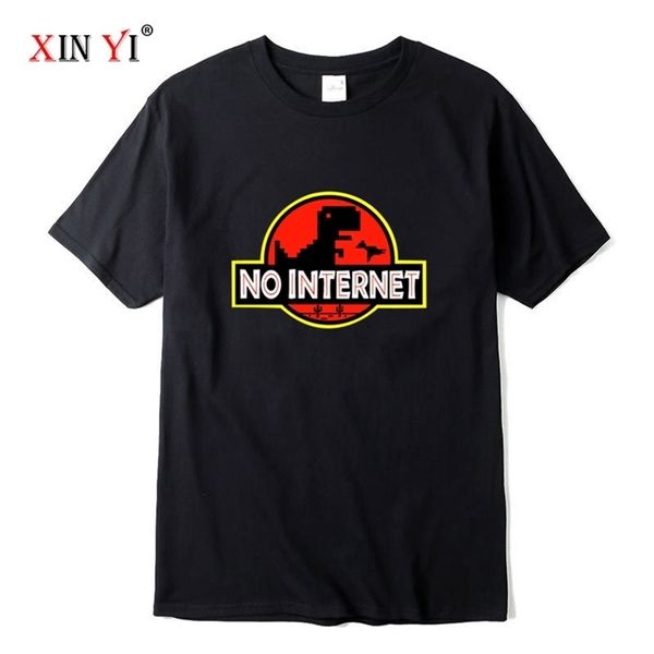 Xin Yi homens de alta qualidade 100% algodão engraçado dinossauro impressão camiseta solta o-pescoço solo tshirt t-shirt de manga curta t-shirt masculino tee tops 210714