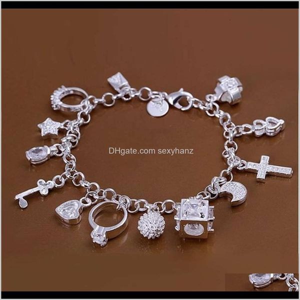 

link, chain bracelets drop delivery 2021 925 sier fashion 13 pieces bracelet womens multi element jewelry it8pw, Black