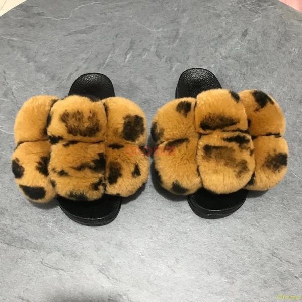 

fur slippers women furry slides summer fluffy house shoes woman real home wholesale women's, Black