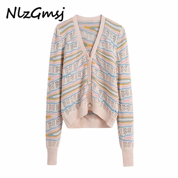 

sweater women vintage jacquard mesh cloth crochet knitting cardigan female v neck casual 04 210628, White;black