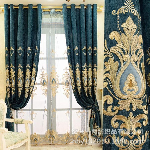 

curtain & drapes luxury villa european style embroidered velvet curtains for living room bedroom chenille light classical tulle