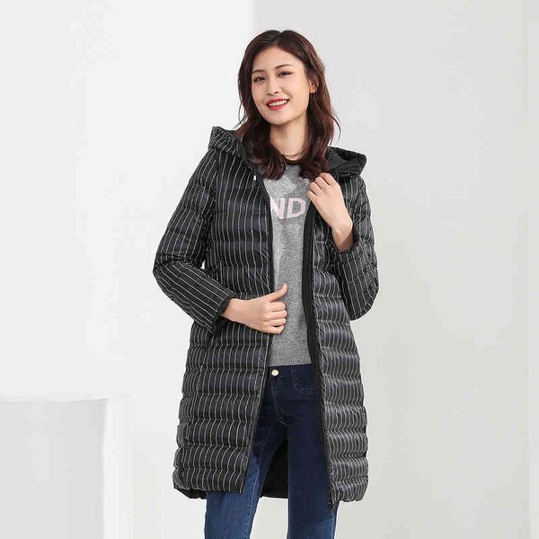 

women's double-sided wear fashion leisure medium and long down jacket, Black