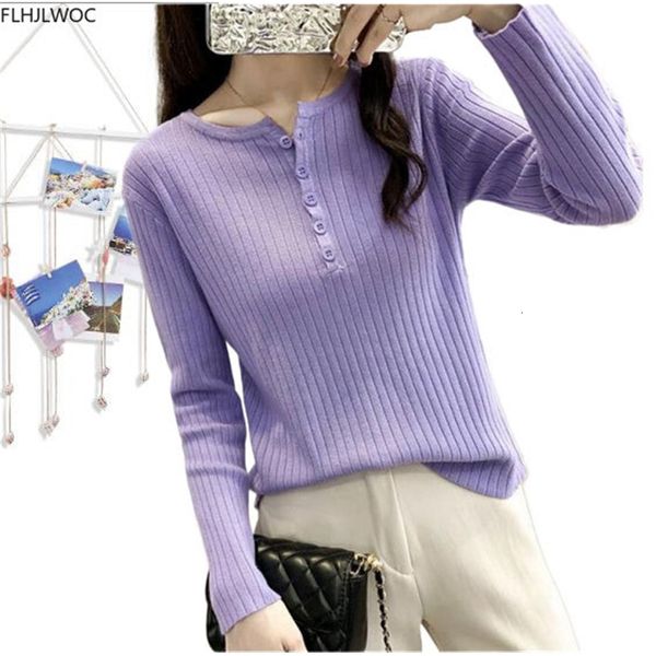 

women's sweaters winter spring loose casual solid button white purple knitted pullovers n229 kk13, White;black