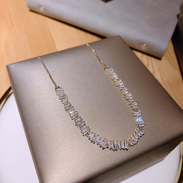 

chains style japanese and korean fashion ladies party luxury holiday gift alloy zircon adjustable clavicle chain necklace, Silver