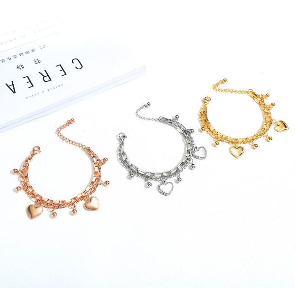 

bangle cl-128 source jewelry fashion multi-layer stainless steel bracelet women round bead love titanium ladies, Black