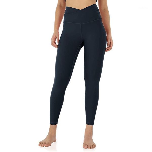 

women's leggings casual high waist inner pocket women cross belt push up stretch gym outdoor jogging sport #t2g, Black