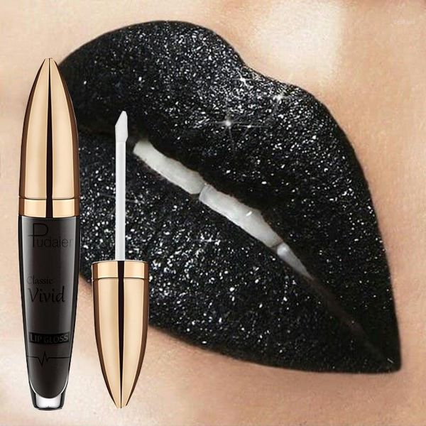 

brand shimmer lip gloss color cosmetic waterproof pigment blue black shining glitter liquide lipstick makeup kit#1