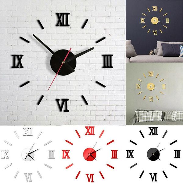 

acrylic wall clock living room classic roman numerals diy creative clocks home decoration