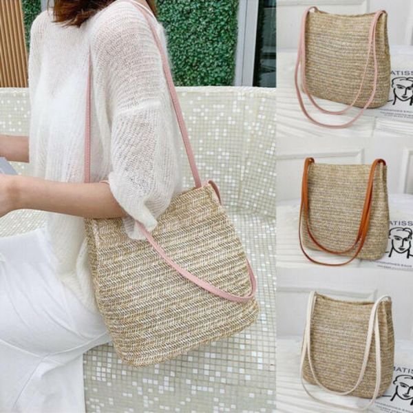

evening bags 2021 summer casual woven one shoulder straw bag ins korean fashion versatile bucket portable women's