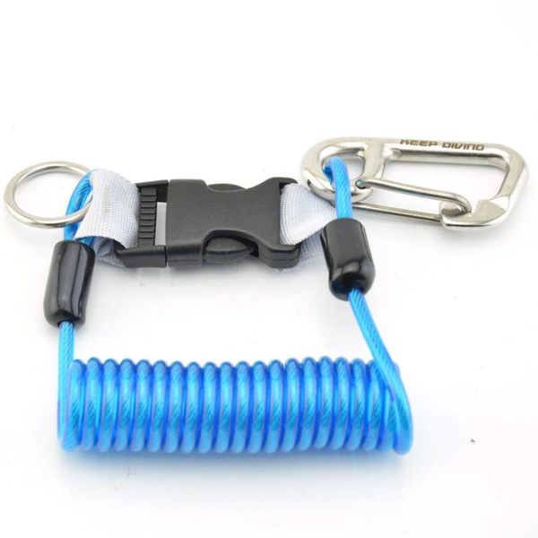 

pool & accessories spring rope anti-lost lanyard hook stainless steel diving camera coil with quick-release buckle
