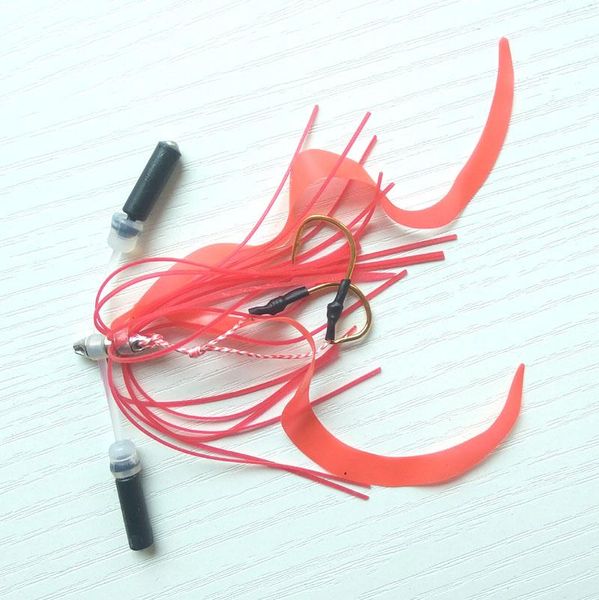

fishing hooks 13# 10pcs silicone skirt with bell rubber jig assist hook jigging sea head