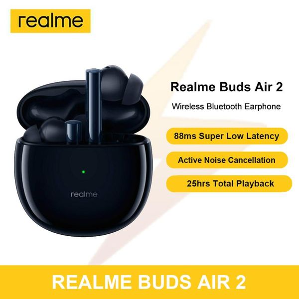 

realme buds air 2 wireless 5.2 earphones active noise cancellation hi-fi bass low latency headphones for phone cell
