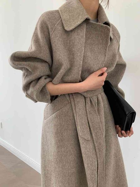 

women's down & parkas languid is lazy elegant temperament long jacket with double face wool edition wyfw, Black