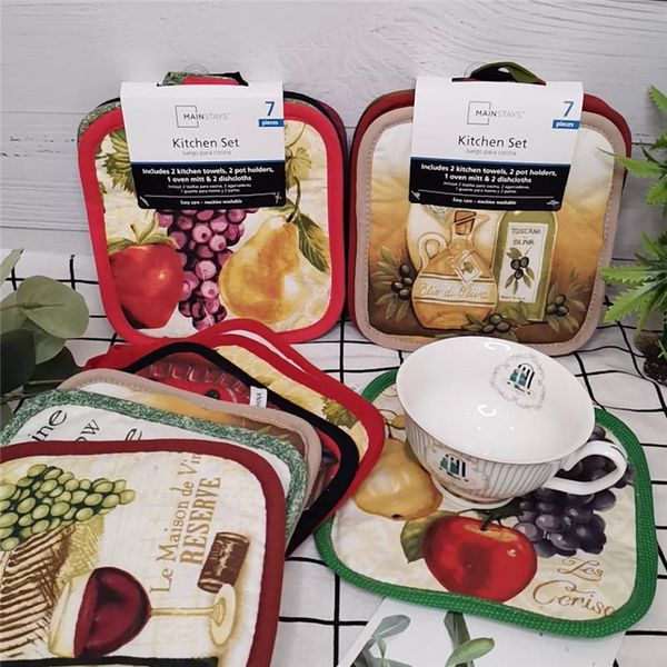 

mats & pads 1pc 17x17cm sewing cotton colorful fruit printed coaste talbe placemat potholder bowl mat kitchen baking tool