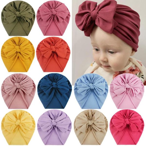 

hair accessories 2021 cute cotton baby headbands toddler kids boys girls solid bow knotted hat beanie headwear head band pour enfants, Slivery;white