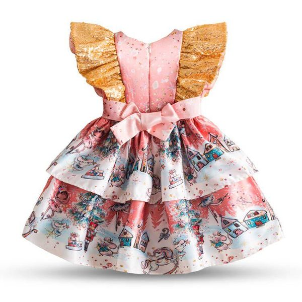 

girl's dresses toddler baby girl clothes shiny sleeveless floral printed bow kids christmas dress born girls baptism birthday party ves, Red;yellow