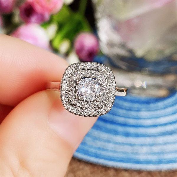 

wedding rings caoshi luxury female party shiny crystal zirconia stone gorgeous trendy proposal bands chic elegant lady jewelry, Slivery;golden