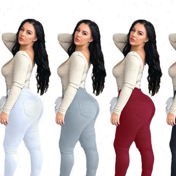 

summer casual thin denim women jeans high waist push up stretch plus size washed skinny pencil pants, Blue