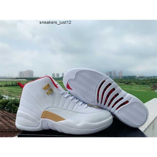 

new release 12 fiba white university red metallic gold men basketball sneakers chinese text 12s athletic sports shoes size 8-13bg86