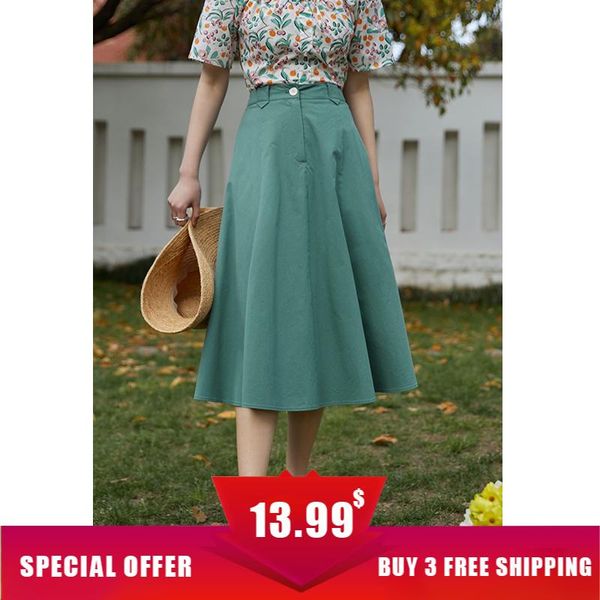 

skirts dushu women solid color a-line calf, Black