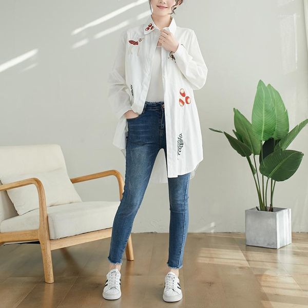 

cotton women blouse shirt 2021 summer autumn linen cottons casual plus size womans long section het shirts striped blusas women's blous, White