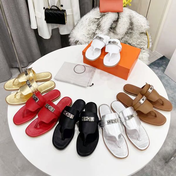 

brand designer leisure women slippers exquisite solid leather classic buckle flat soled shoes summer beach ladies platform slides sandals co, Black